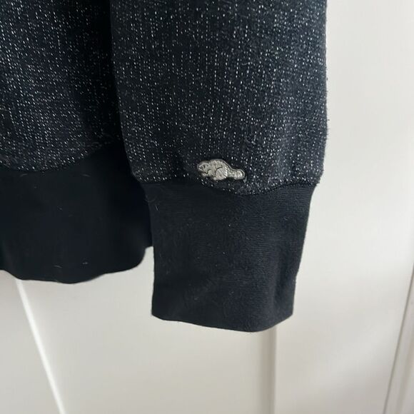 ROOTS Canada Black oversized Pullover Quarter Zip Sweatshirt Womens Size XS - Picture 4 of 8